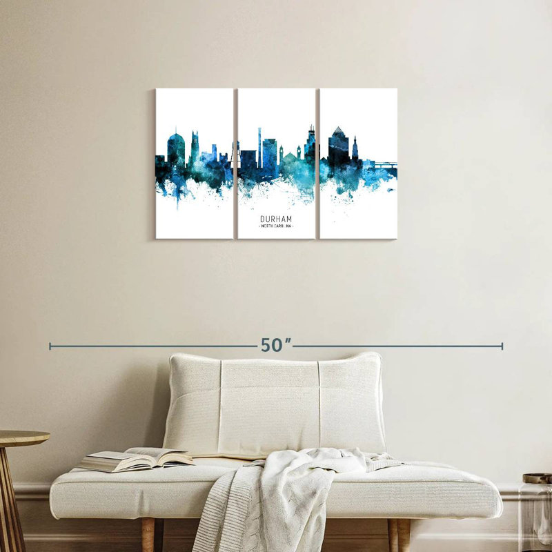 Durham North Carolina Skyline II, H 20 po x l 33 po