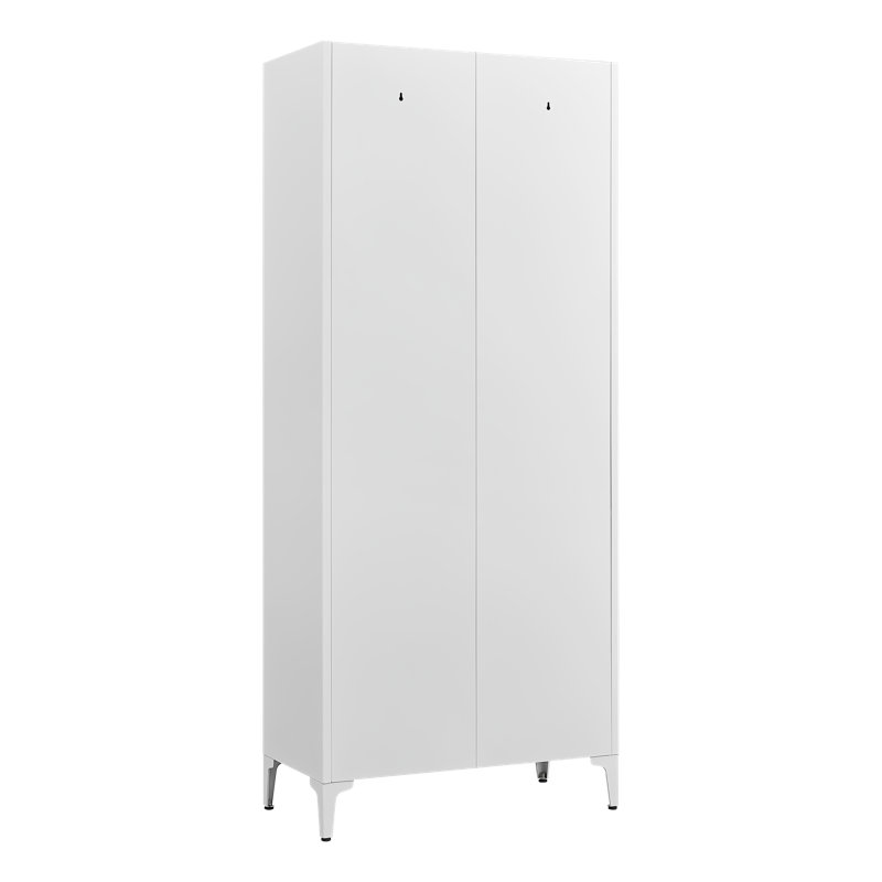 Armoire de rangement en métal blanc avec double porte et étagères réglables, hauteur 165 cm (64,96 pouces).