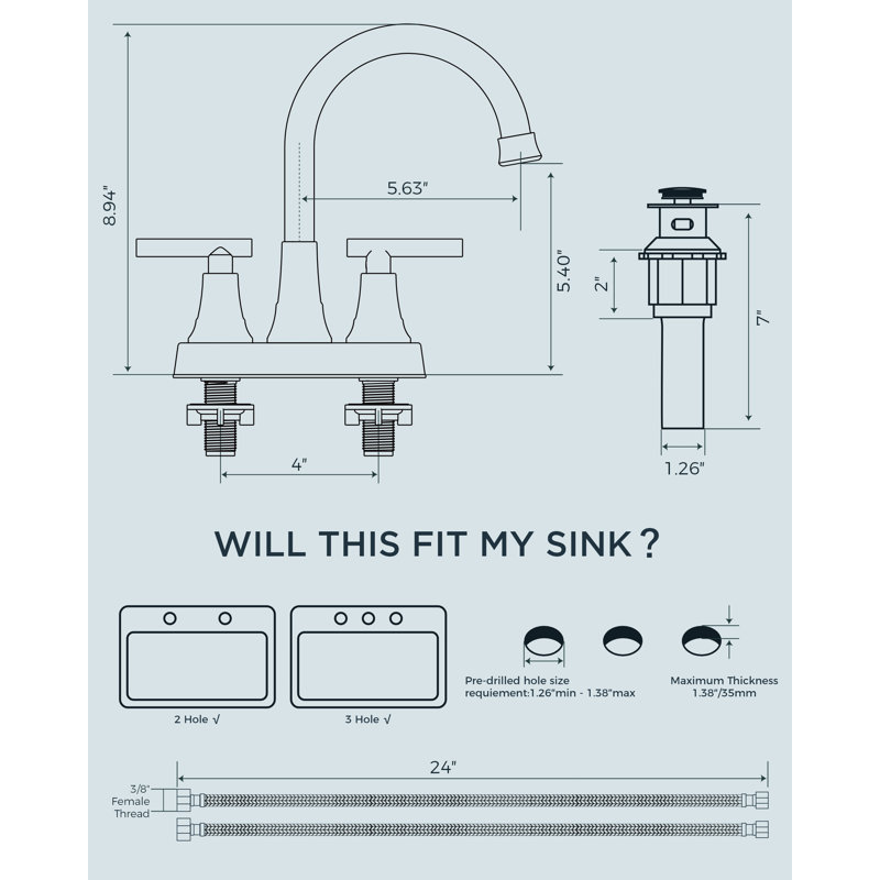 Centerset Bathroom Faucet With Drain Assembly, 2-handle Bathroom Sink Faucet, Matte Black