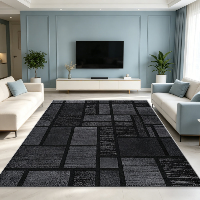 Charcoal Grid carpet-easy to clean, machine-washable, soft and comfortable; suitable for door mats, kitchens, living rooms, bedrooms, corridors, and laundry areas. Easy to clean, durable carpet for home decoration.