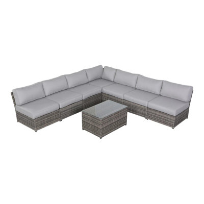 Ensemble de sièges de patio en osier 1 pièce gris