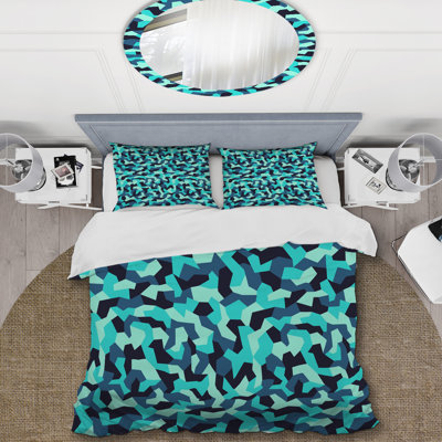 Trendy Blue Military Camouflage - Cabin & Lodge Duvet Cover Set