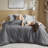 Logan Charcoal Woven Striped 7-Piece Queen Comforter Set-116494981-116494989