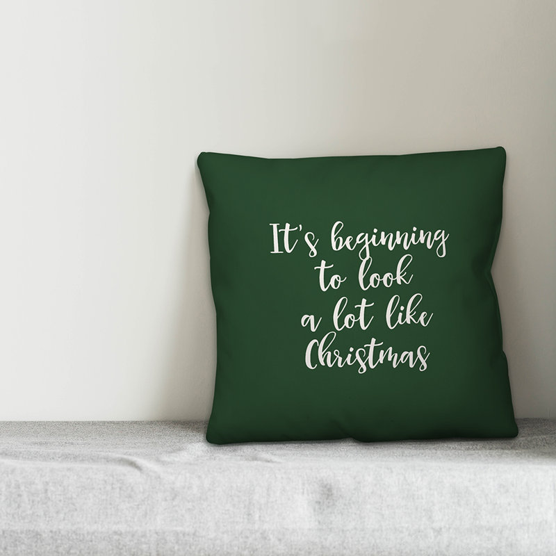  Coussin It's It's Commencer to Look a Lot Like Christmas, Vert foncé, Housse de coussin