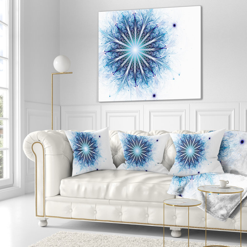 Oreiller d’art numérique à fleur fractale, 18 po x 18 po, Coussin décoratif