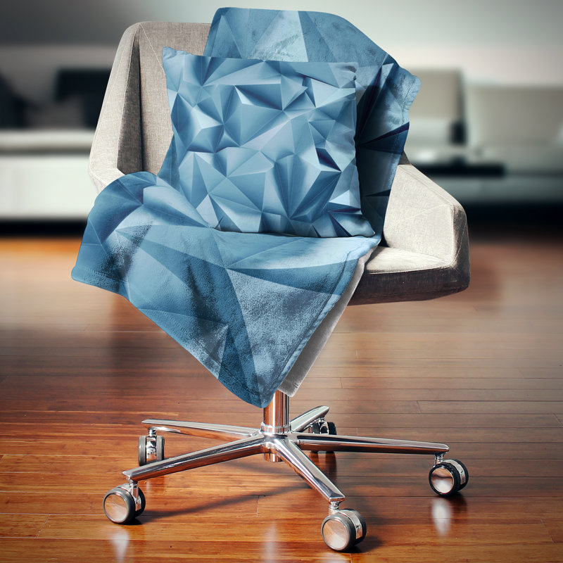 3D abstrait géométrique - coussin imprimé abstrait, 18 po x 18 po, Coussin décoratif