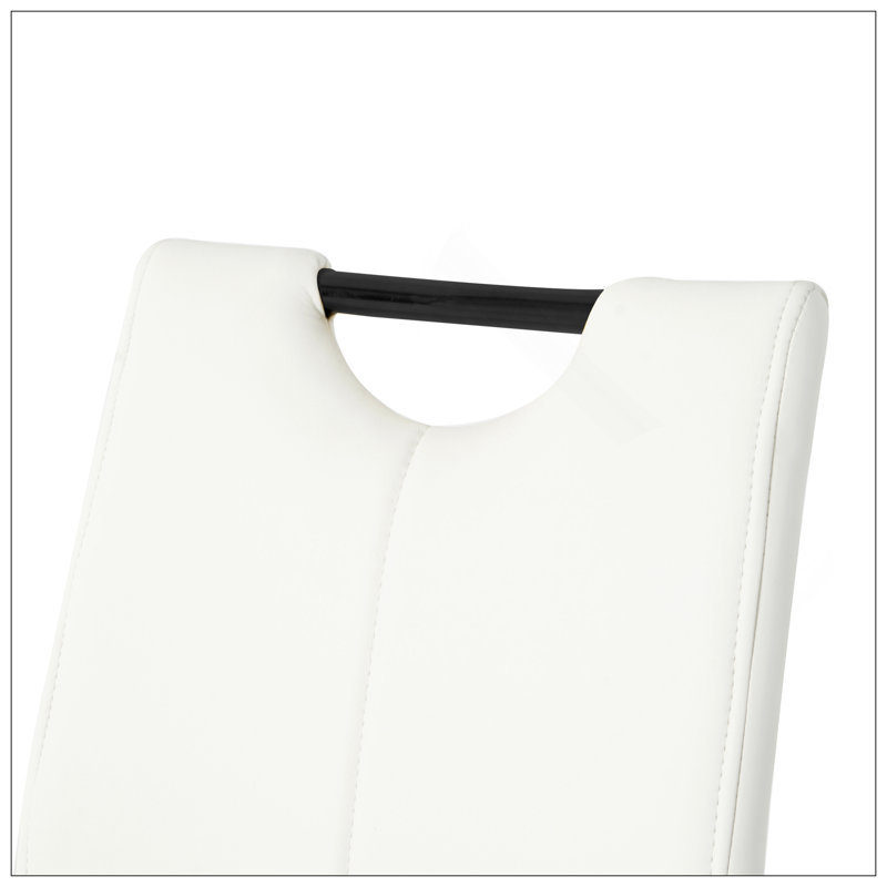 Chaise de salle à manger en polyuréthane moderne blanc, Blanc, Noir