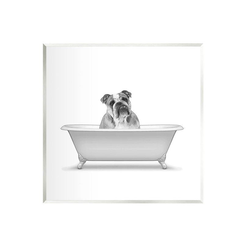«English Bulldog Dog Bath Bath», art mural par Annalisa Latella