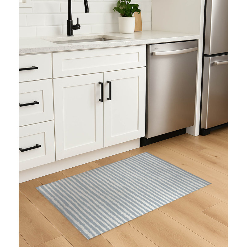 Tapis de cuisine léger antidérapant Long Gen, Rectangle 4pi x 6 pi, Bleu ardoise