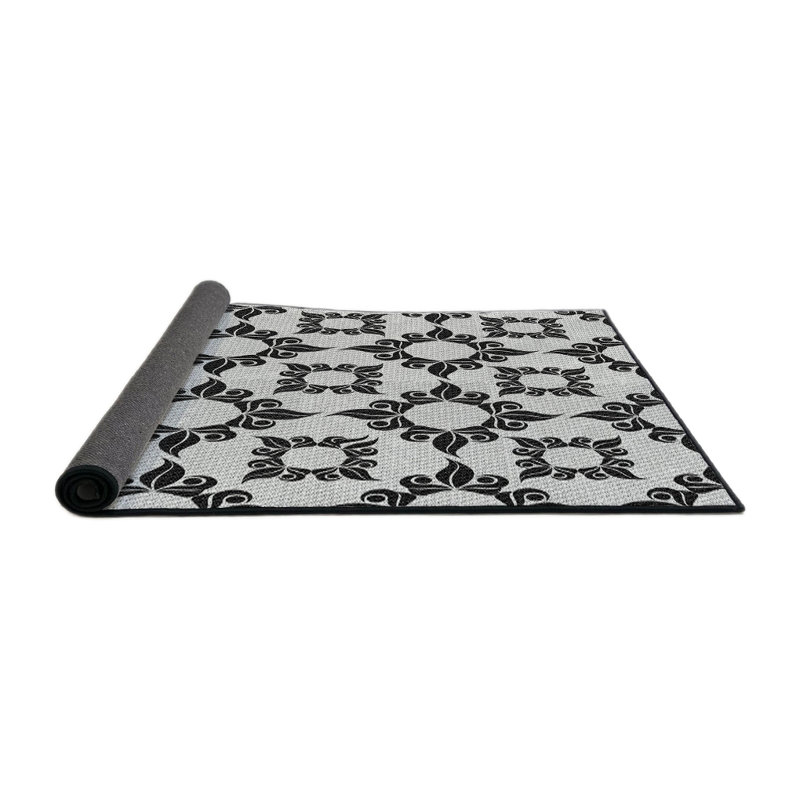 Tapis blanc/noir tissé à la machine, Rond 3 pi