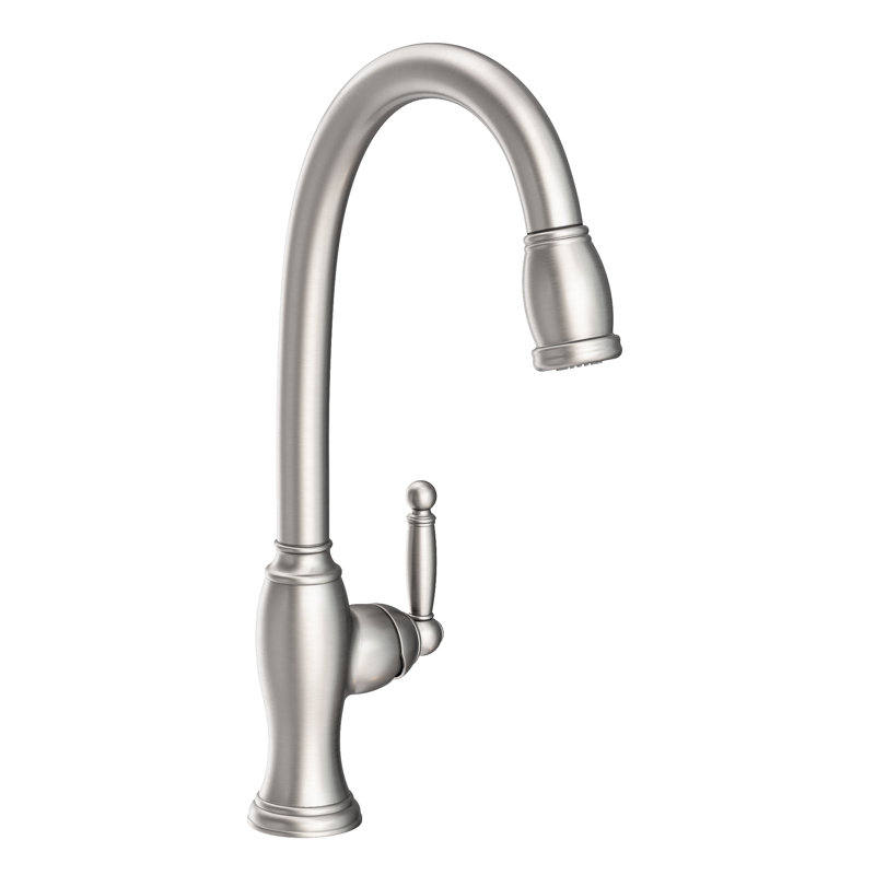 Nadya Single Handle Pull Down Kitchen Faucet, Stainless Steel (PVD)