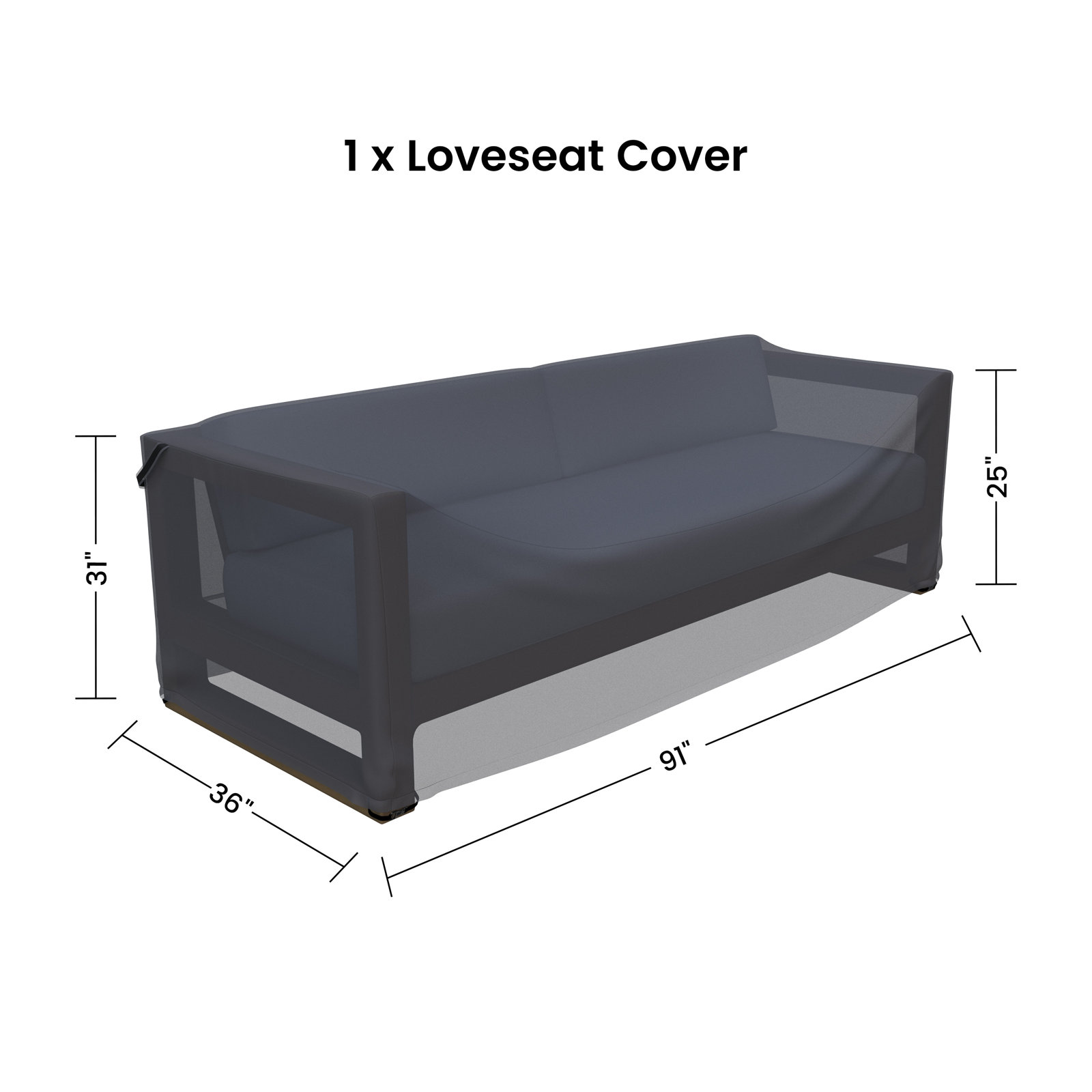 90" Teak Outdoor Patio Loveseat Cover