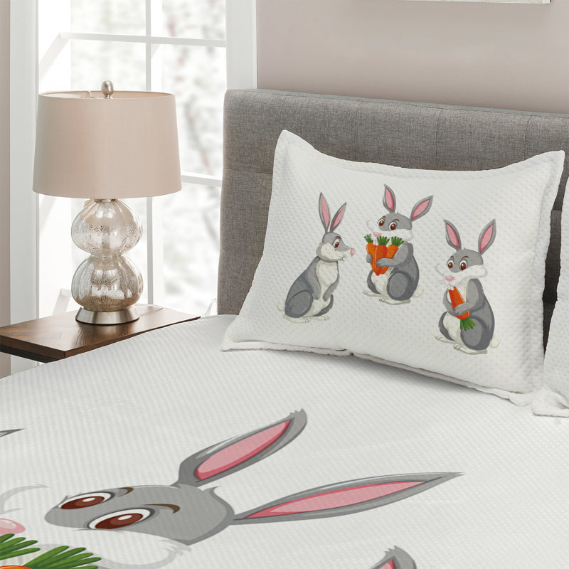 Bunny Polyester Coverlet, King Bedspread + 2 Shams