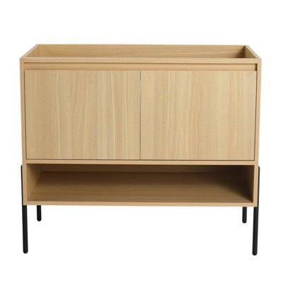 Armoire de meuble-lavabo 36 po - 2 portes à fermeture douce en bois d'ingénierie en chêne moderne