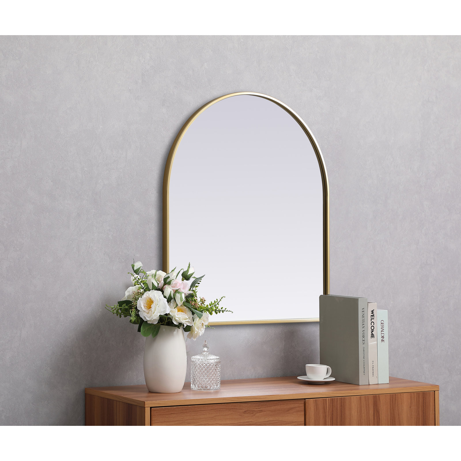 Sabine Metal Arch Wall Mirror, Brass, 30" x 27"
