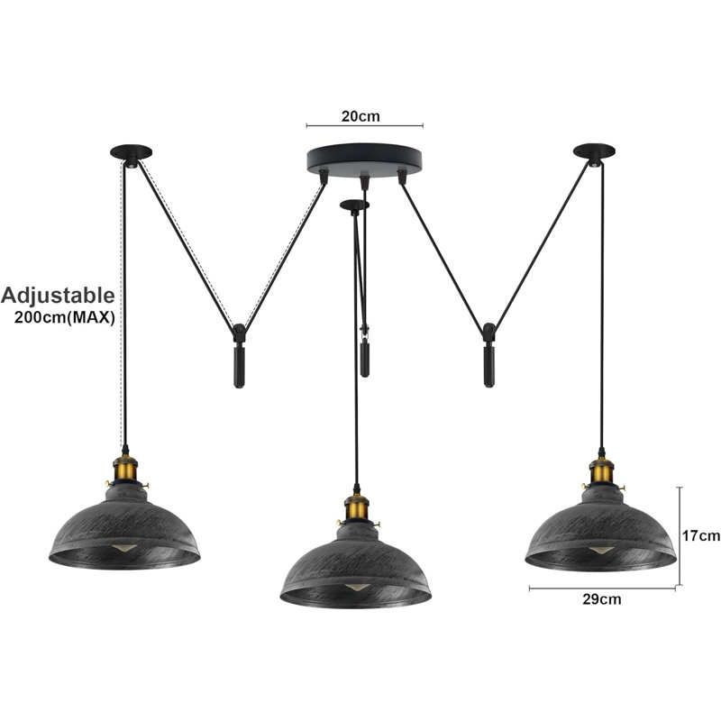 3 - Light Dome Pendant, Satin Nickel