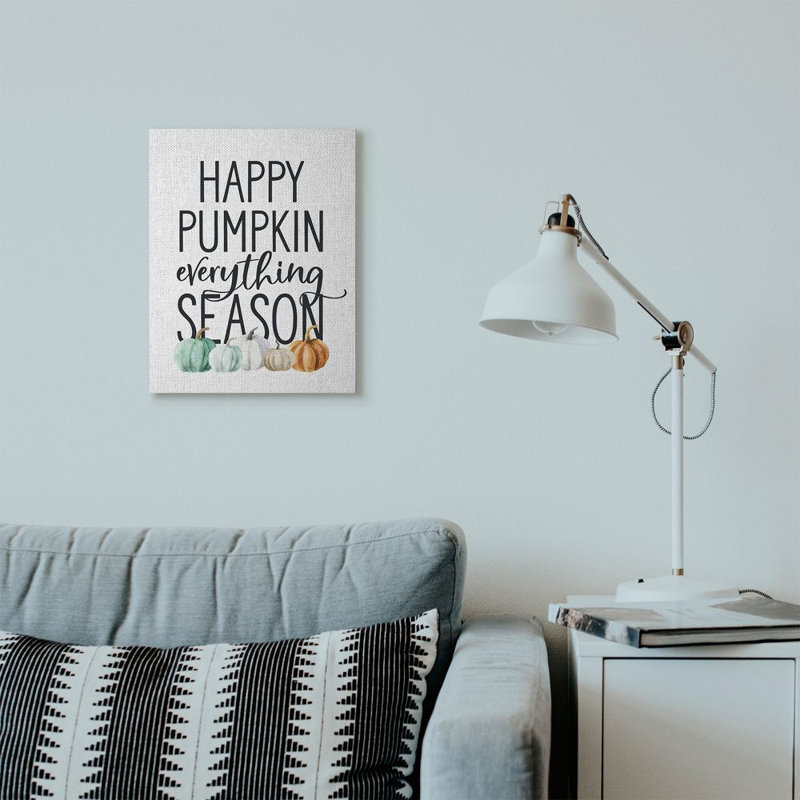 «Happy Pumpkin Everything», reproduction d'art textuel, H 20 po x l 16 po, Toile tendue