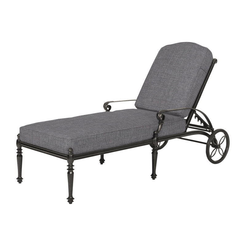 Grand Terrace Outdoor Chaise Lounge, Cast Slate Sunbrella® Plainweave, Vintage