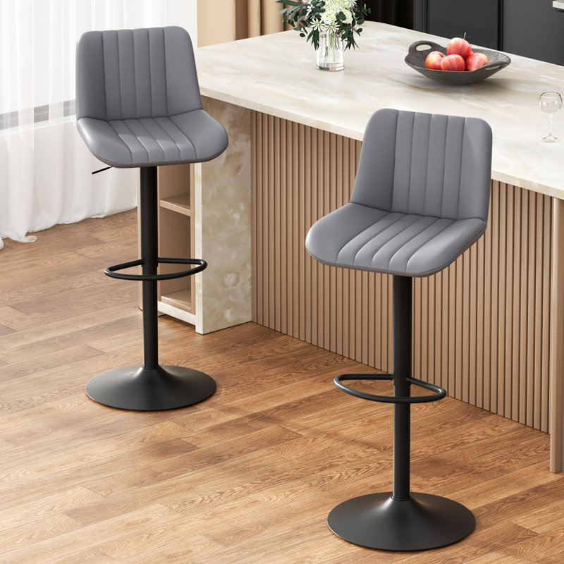 Tabouret de comptoir à hauteur réglable (ensemble de 2), Gris