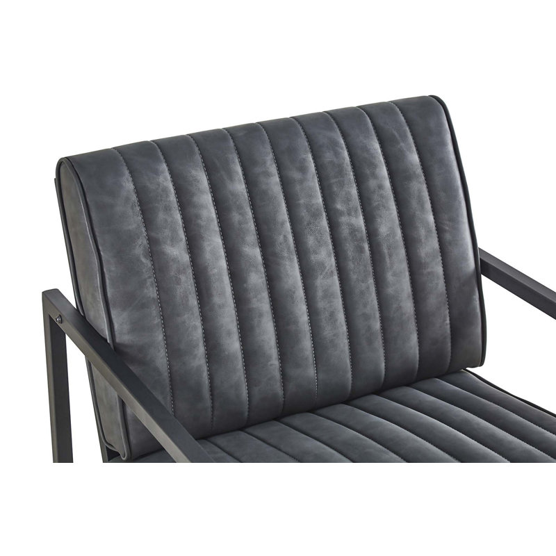Fauteuil l 25,98 po, Noir, noir, noir, noir, Similicuir gris foncé