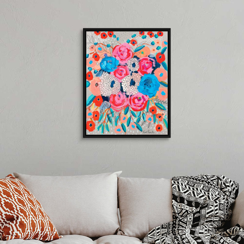 «Flowers Are the Response» par Kait Roberts, reproduction d'art sur toile, Cadre noir, H 32 po x l 26 po x P 1,75 po