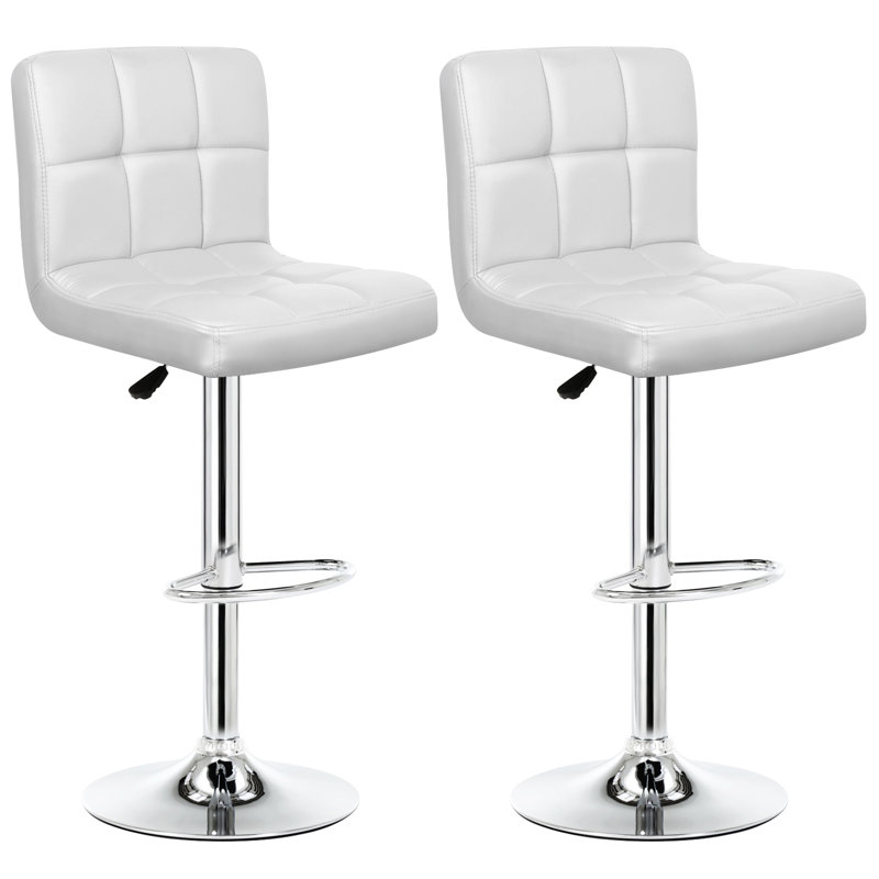 Evererdo Swivel Adjustable Height Bar Stools, White
