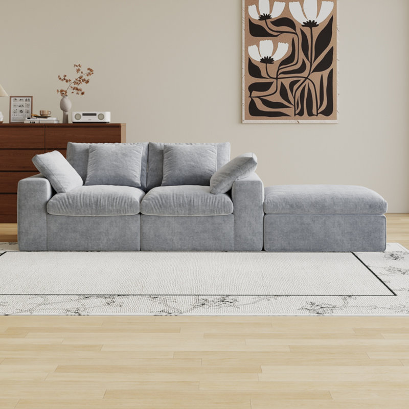 Canapé modulaire modulaire, 3 sièges, canapé modulaire compressé de style minimaliste moderne, canapé-lit pour le salon, canapé confortable avec canapé et repose-pieds, blanc