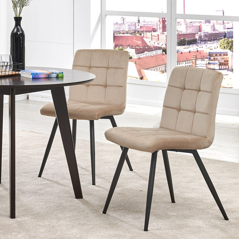 Leann Tufted Velvet Upholstered Back Side Chair, Cream Velvet