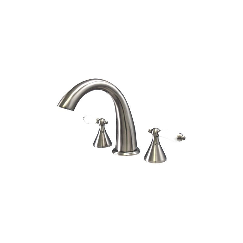 Double Handle Deck Mounted Roman Tub Faucet, Brushed Nickel