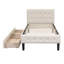 Lit simple tapissier beige avec 2 tiroirs - Strong & Style Design
