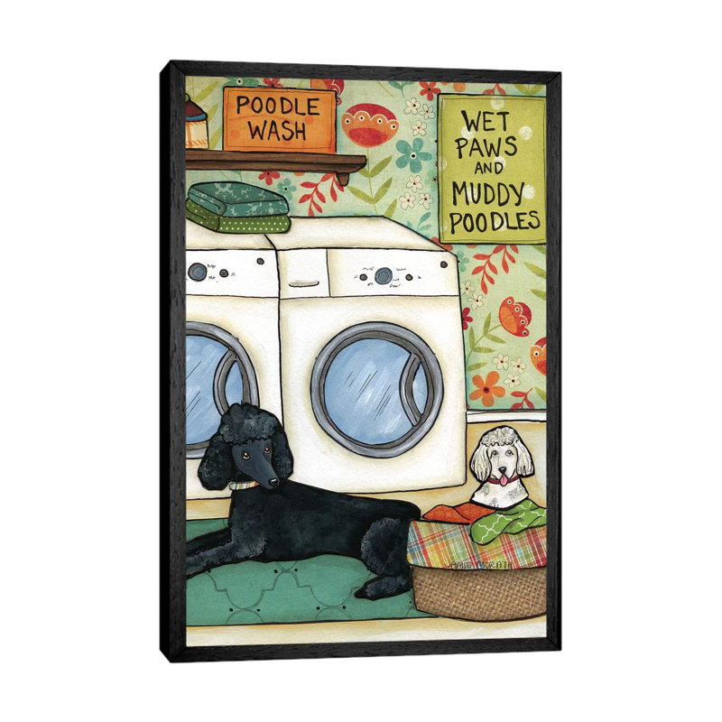 Poodle Wash by Jamie Morath - Print on Canvas, 66.04 cm H x 45.72 cm W, Black Framed
