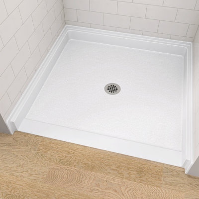 38"Wx38"D ADA Handicapped Acrylic Barrier Free Shower Base Square Glossy White With Centre Drain