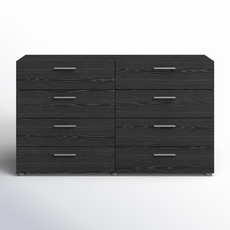 Gianna 8 Drawer 55.12" W Double Dresser, Black