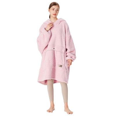 Surdimensionné en sherpa avec couverture molletonnée, couverture à capuche en molleton ultra doux pour femme