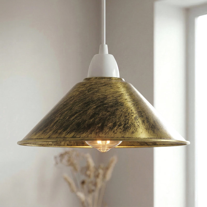 10cm H Metal Cone Lamp Shade, Brushed Brass