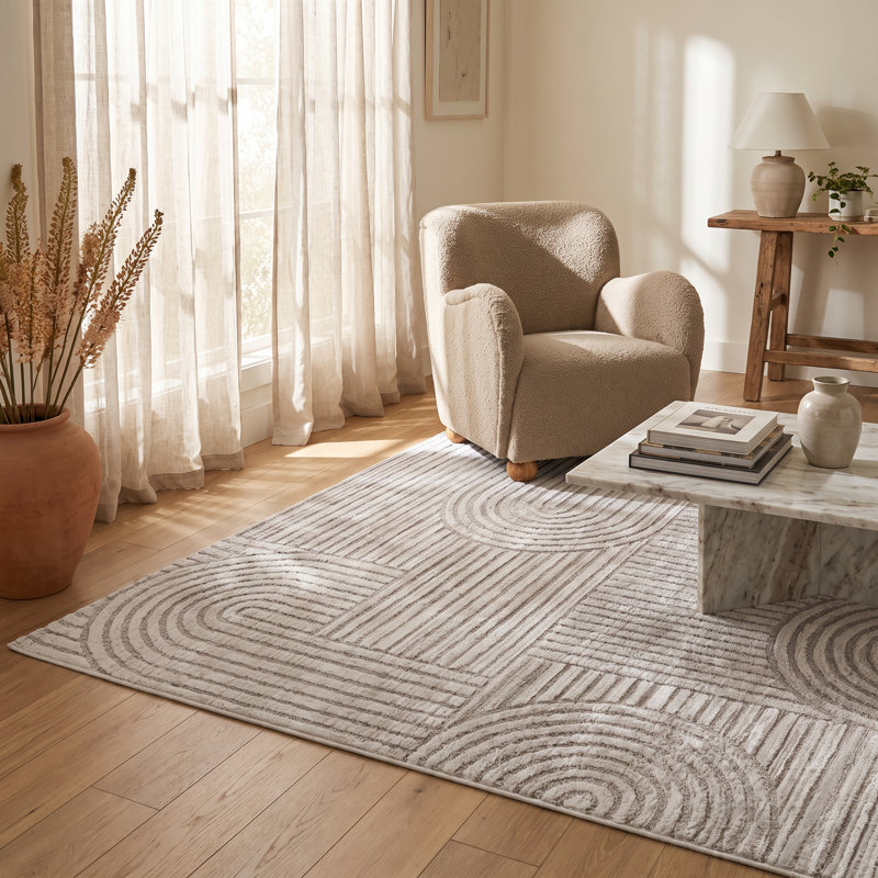 Tapis gris avec tapis, Rectangle 6 pi 7 po x 9 pi 6 po