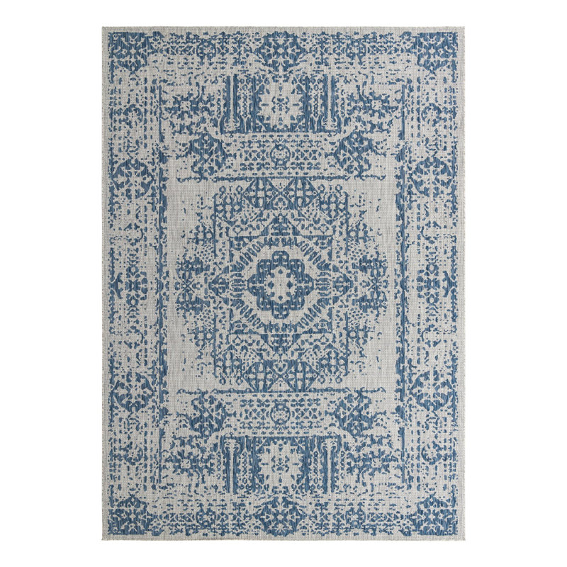 Tapis oriental bleu / gris Cowell, Rectangle de 10 pi x 14 pi