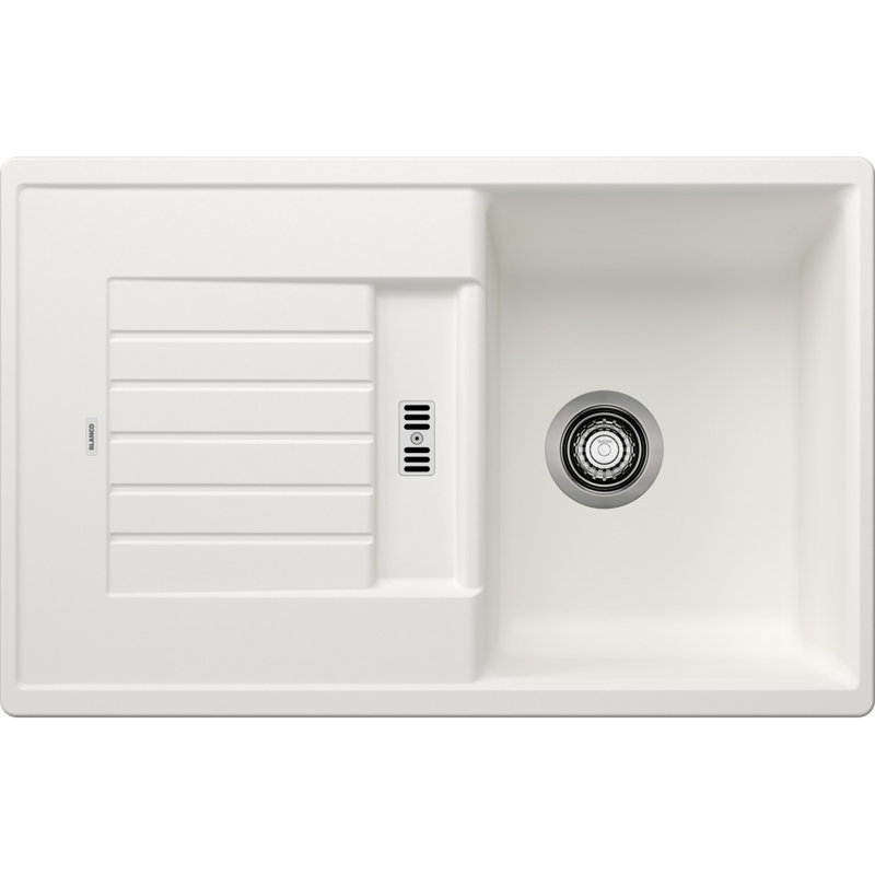 Zia Single Bowl Inset Kitchen Sink, White, 202mm H x 500mm W x 780mm L
