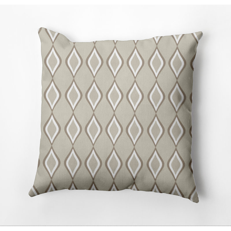 Housse et insert de coussin géométrique carré, Café latte / lin / avoine, 16 po x 16 po