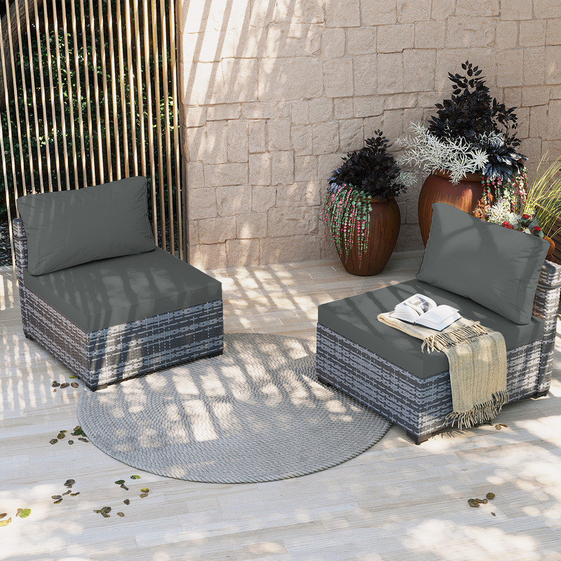 Pascaline Outdoor Armless Lounge Chair, Gray, Dark Gray