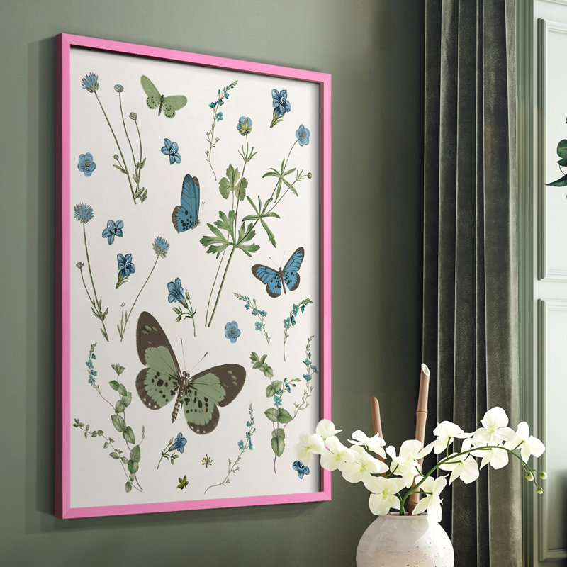 «Botanical Page II», reproduction encadrée - bois massif, Rose, H 10 po x l 8 po