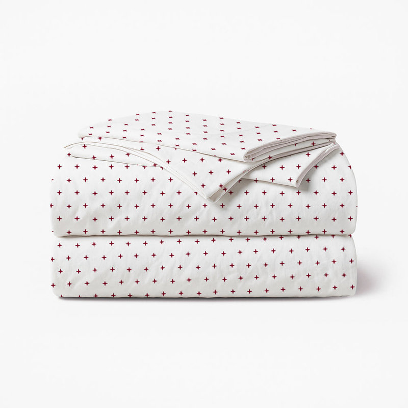 Plus Embroidered Cotton Sheet Set, Burgundy, California King Sheet Set