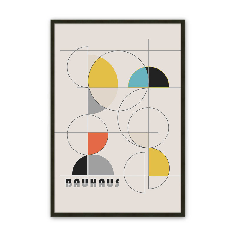 Impression de couleurs printanières du Bauhaus, H 21 po x l 17 po, Noir satiné