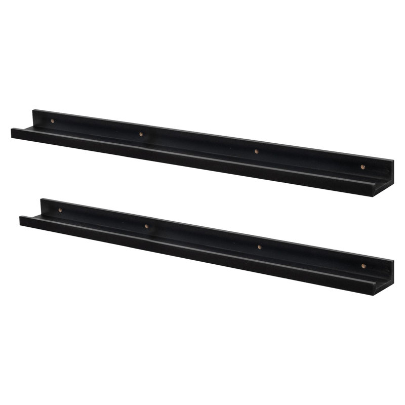 Harbour Housewares - Floating Picture Ledge Wall Shelves - Set of 2, Black, 4cm H x 57cm W x 10cm D