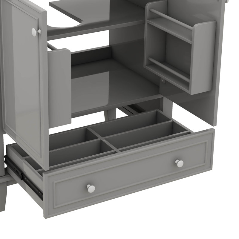 Meuble-lavabo 30 po avec évier encastré encastré et tiroir, Gris