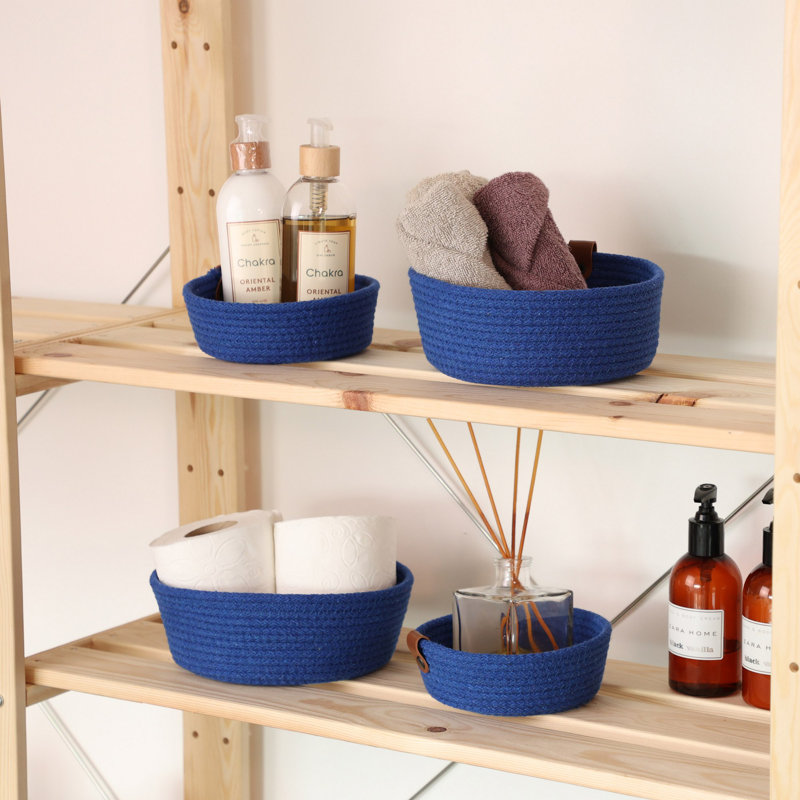 Ebern Designs Cotton Decorative Basket, Blue