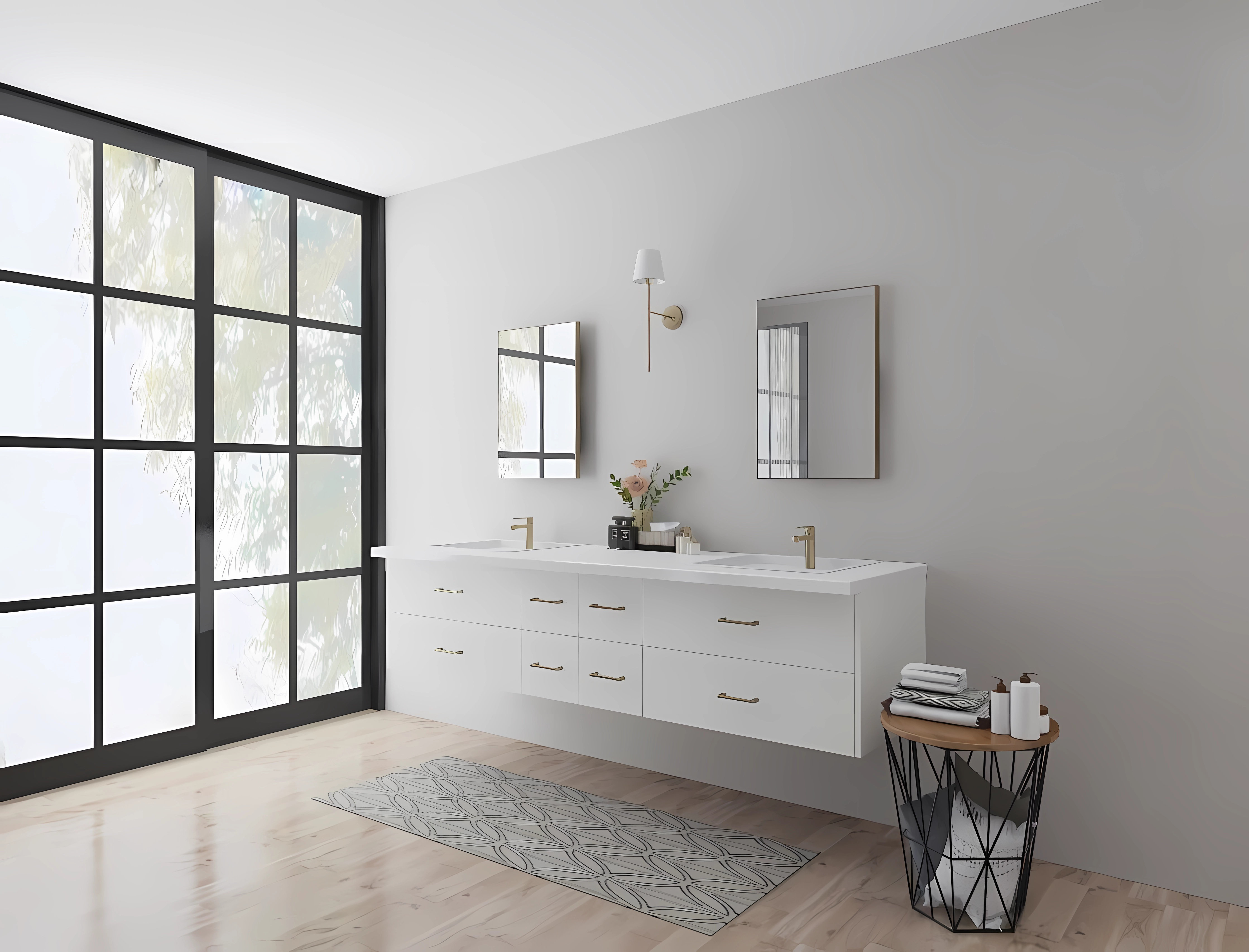YUDEZIGN Calgary 90.5'' Double Bathroom Vanity Base Only Wayfair