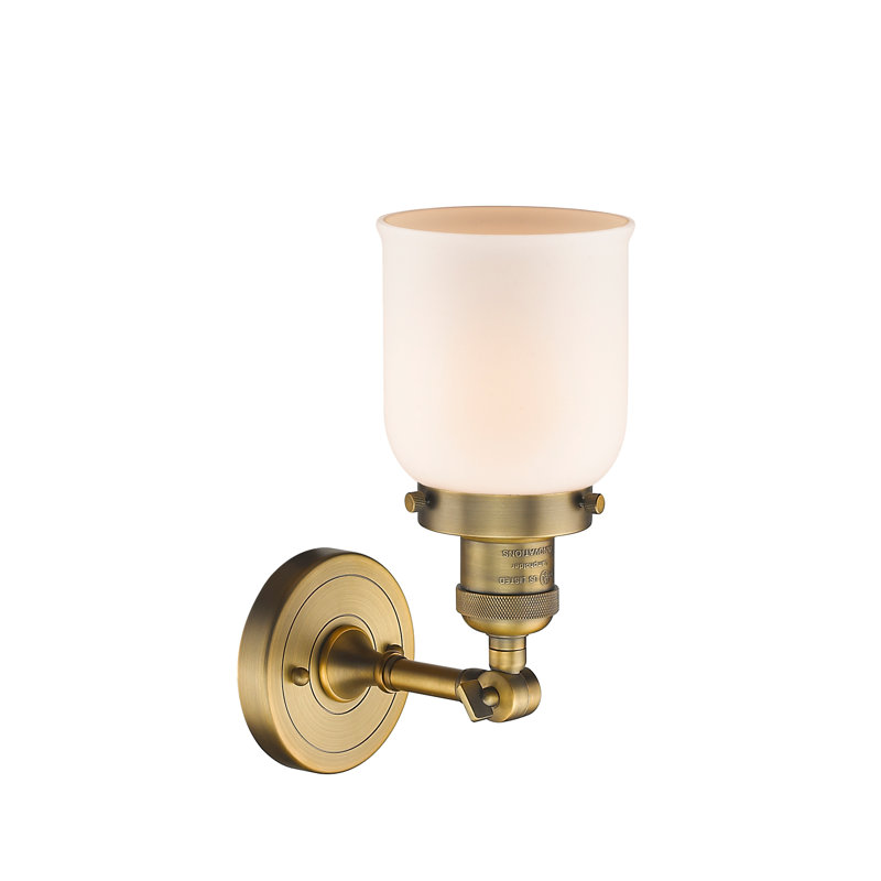 Wynkoop Semi Flush Mount, Matte White Cased, Brushed Brass, 13" H x 5" W
