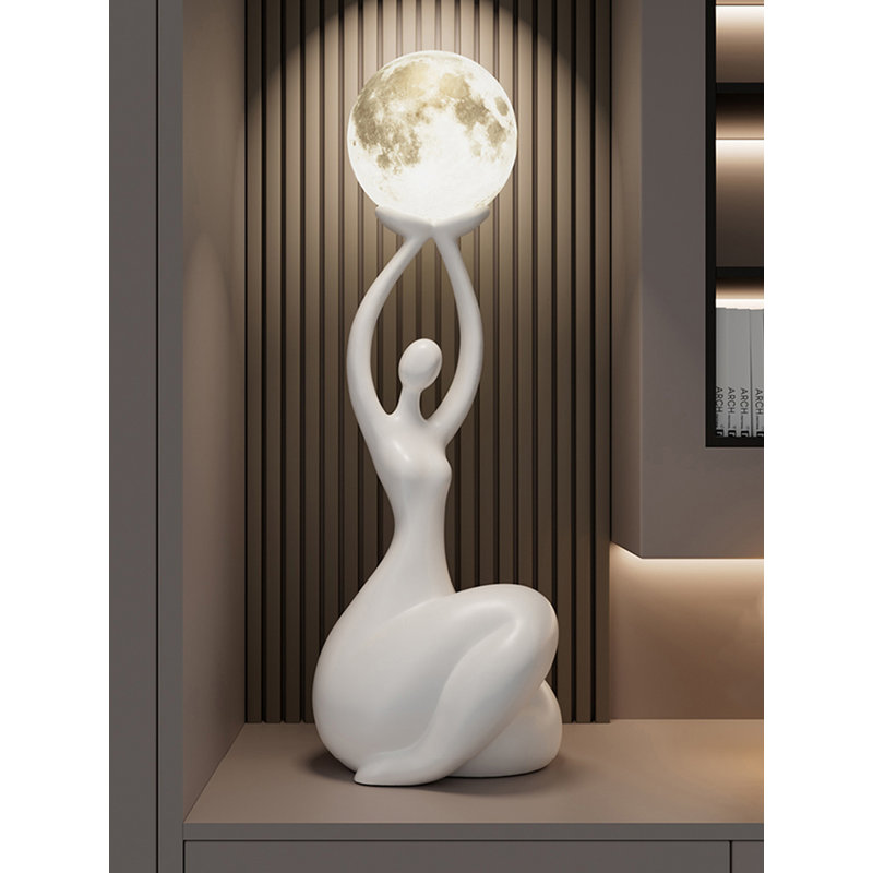 Minimalist Modern Resin and Acrylic Floor Lamp, White