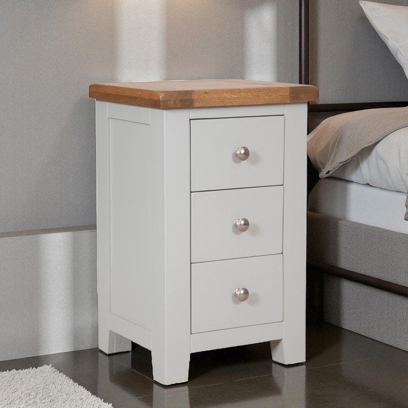 Melbourne 45cm W Bedside Table, French Grey, Medium Oak